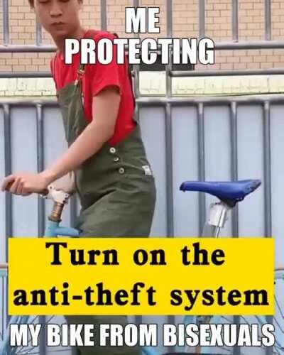 homemade bicycle anti-viriginity system 😱😱