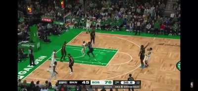 [Highlight] ESPN Mic Picks Up Celtics Fan Welcoming Kyrie to Boston Right as Tatum Increases the Lead to 34