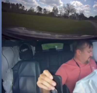 Lady crashes, then shifts the blame.