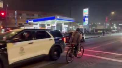 LAPD think twice before trying to arrest protesters and retreat. Hispanics Protesters Cheer On As LAPD Retreats