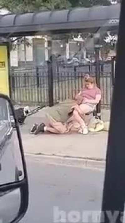 That’s one way to wait for the bus!