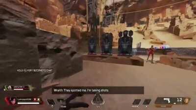 My friend and I was playing firing range since I am noob and he knocked me. Just when I thought I was dead this happend and it was hilarious!