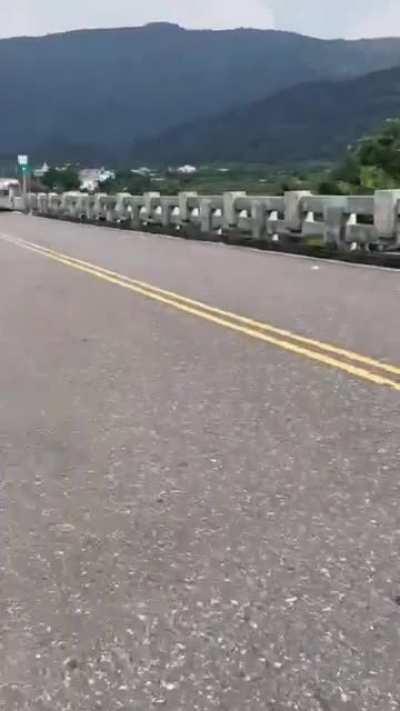 Bridge collapsed in Hualien with cars on it due to the earthquake.