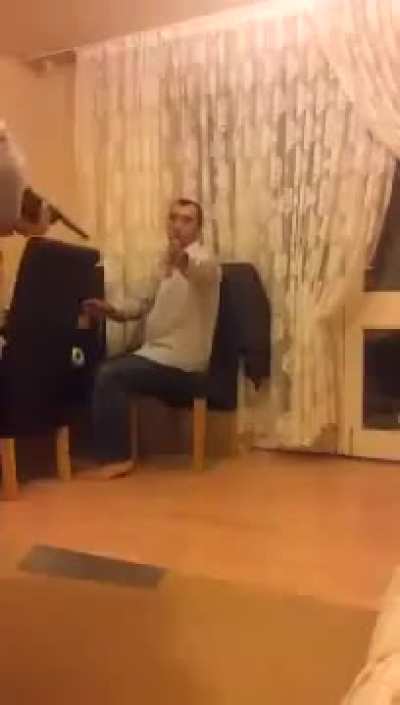 Well, dad didn't teach his son about gun safety, that's preeeettyyy dumb... (it's the shorter video without the blood)