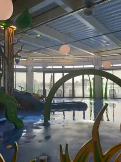 To slide into a pool