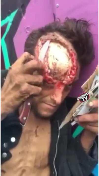 Man cut his hair off exposing his SKULL 🤯 #grindfacetv via: @mr_miches7
