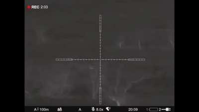 A Ukrainian sniper engaging a squad of Russian infantry