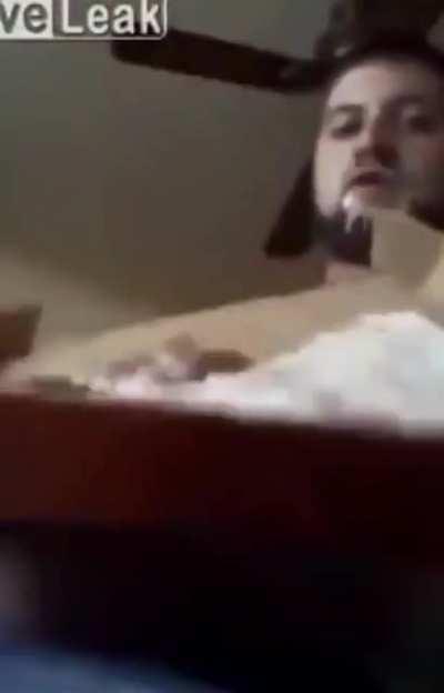 12 unbelievably cringey minutes of this man eating gravy-drenched pepperoni pizza.