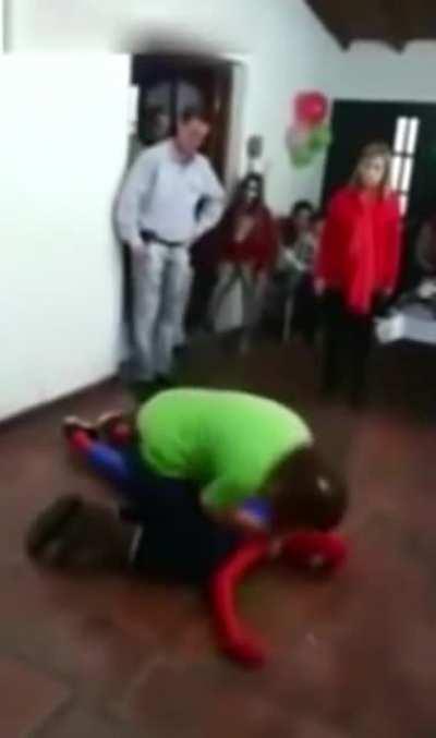 Spider-Man knocks himself out while doing a backflip