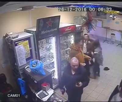 [PENIS PASS DENIED] Woman obliterates disorderly man in shop.