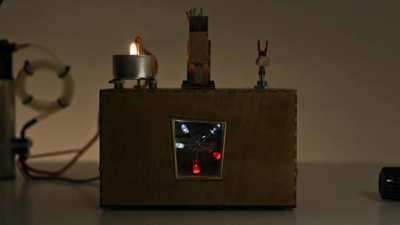 A device that produces music with tiny little everyday objects