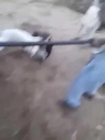 standing next open rotating shaft in long clothes. what could go wrong.