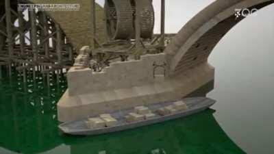 14th century bridge being built