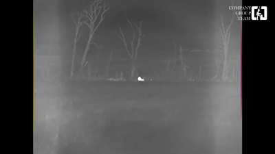 Two Ukrainian snipers fire simultaneously on Russian soldiers, appearing to hit both