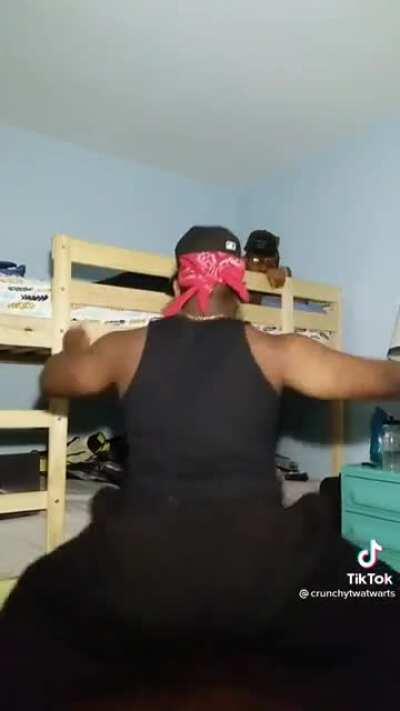 Look on top of the bunk bed lmaooo