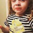 Hilarious moment Four-year-old girl tries extremely hard to enjoy her mum's cooking