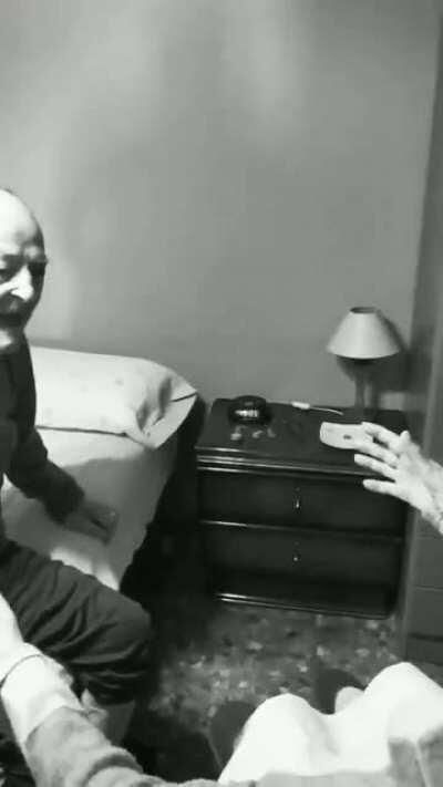 After weeks without seeing each other, granny was discharged from the hospital and she wanted to surprise her husband by arriving without warning.