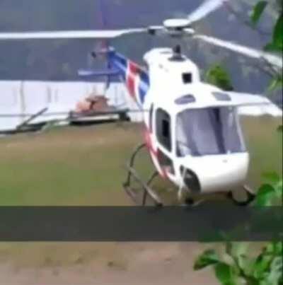 Man has head eviscerated by the tail rotor of a helicopter.
