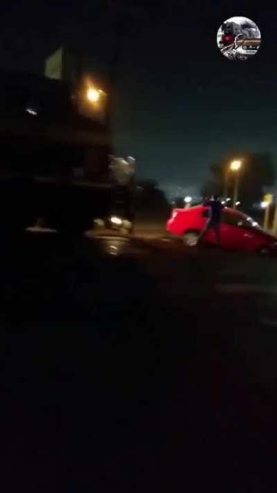 Bitch, I ain't stopping for no idiot in a car!