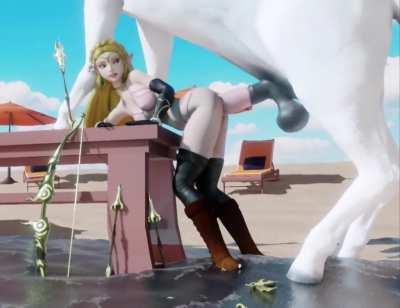 Zelda taking good care of her horse (TheBartender)