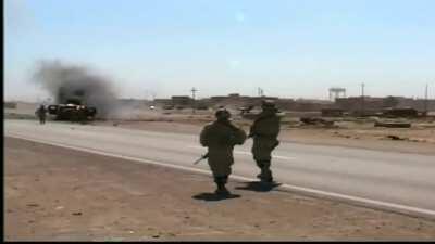 WCGW attempting to push a VBIED off of the road with your humvee