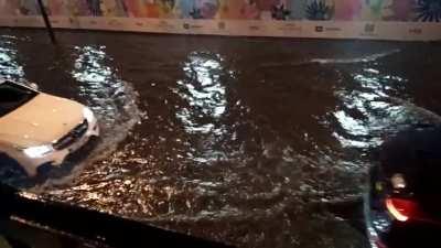 It's a bit wet on Hampstead Road at the moment.