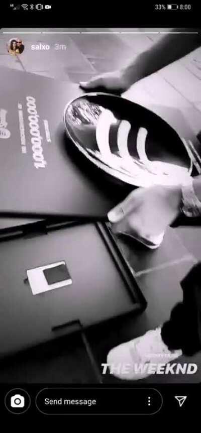 Abel got a new plaque from Spotify 😍