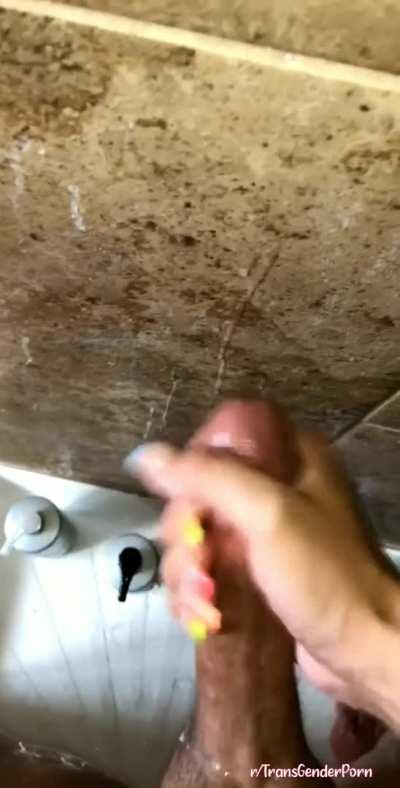 Ebony Shemale Masterbate And Cumshot 💦 (Tranny - TGirl)