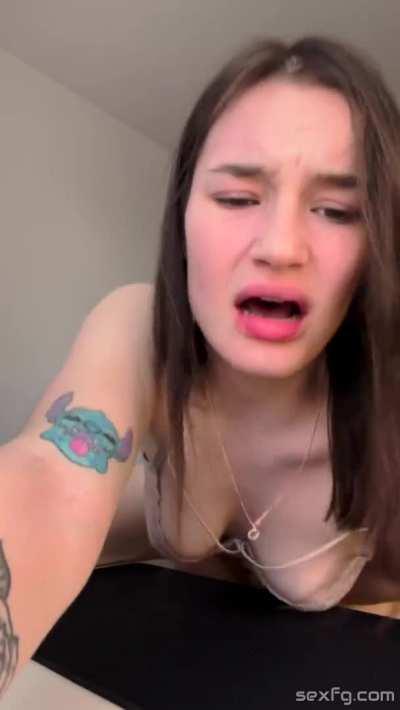 Brunette hottie films herself while getting fucked from behind