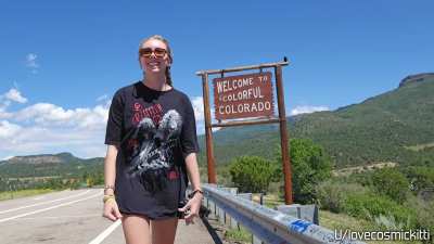 Dared to flash at the state sign, bonus points for forgetting my panties as well! [F]