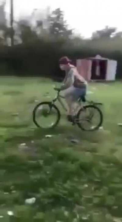 Jumping a bonfire on a bike