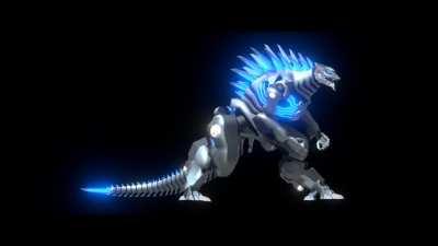 Mechagodzilla is walking look at him go