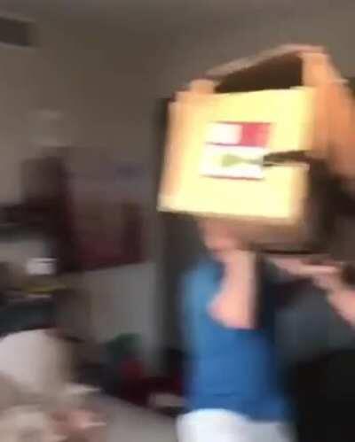 Getting rid of Christmas tree 5 stories up, 5 months late, 20 beers in. Kobe