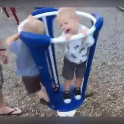 Turning twins take a tumble