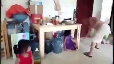 A video uploaded and later deleted by a Han Chinese man. In the video you can see him beating up three young girls, who cry out 