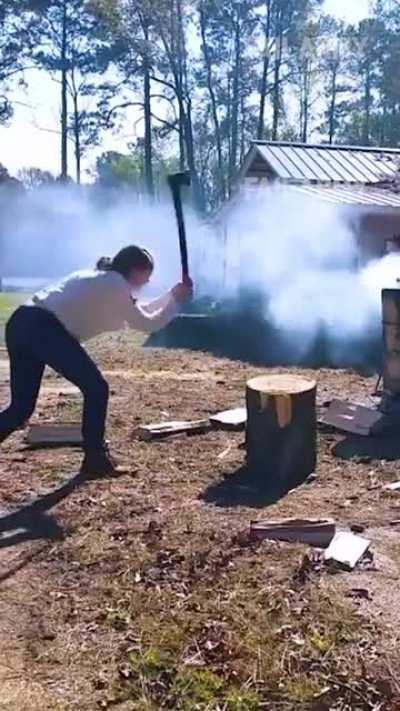 Why did she swing the axe like that-