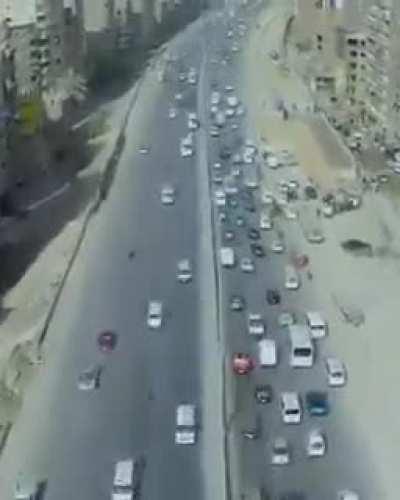 Not one car sticking to the fucking white lines (Egypt)