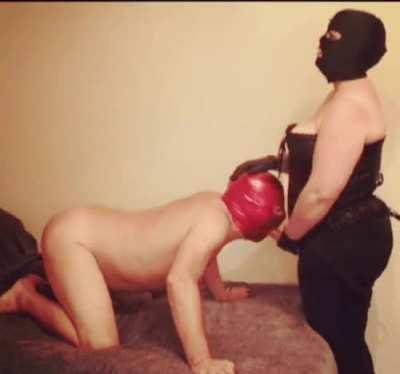 Training my own Sissy Subby Hubby to suck cock like the hungry sissy she is.