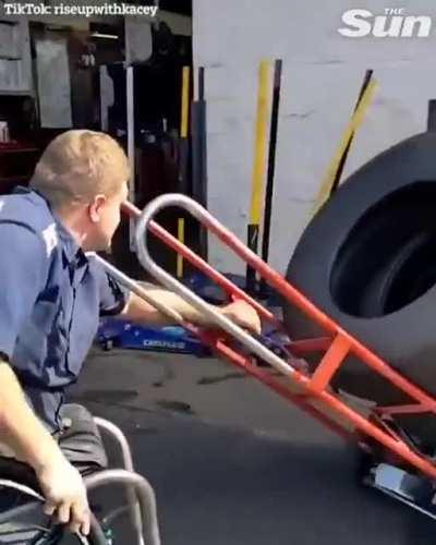 This man performing his work duties unfazed by his physical limitations