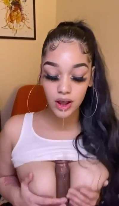 BBC Big Tits Blowjob Boobs Bouncing Tits Ebony Ebony Couple POV Thick Titty Fuck Porn GIF