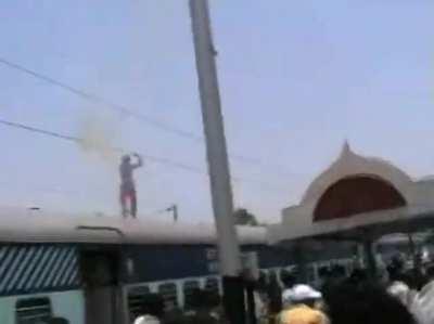 Power line grabbing.