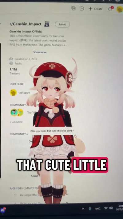 Klee reacts to bomb(s) 😂