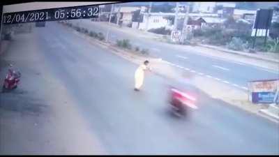 Biker Crashes Into Woman Crossing The Road