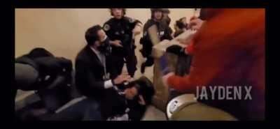 Clearest view of a terrorist attempting to breach the barrier behind which the VP, VP-Elect, Senators, Congresspeople, and staffers were.