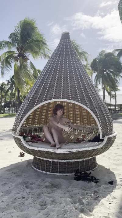 the only naked woman at the resort