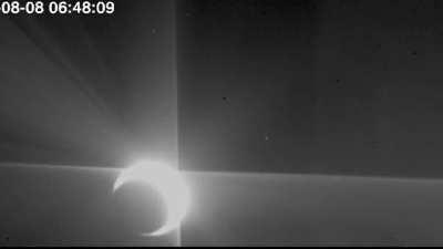 During Close Pass, Solar Orbiter Captures Venus’ Glare : Animated gif of Venus approaching during Solar Orbiter flyby On Aug. 9, 2021, ESA/NASA’s Solar Orbiter spacecraft passed within 4,967 miles (7,995 kilometers) of the surface of planet Venus.