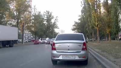 A bird crossed the street and an accident happened