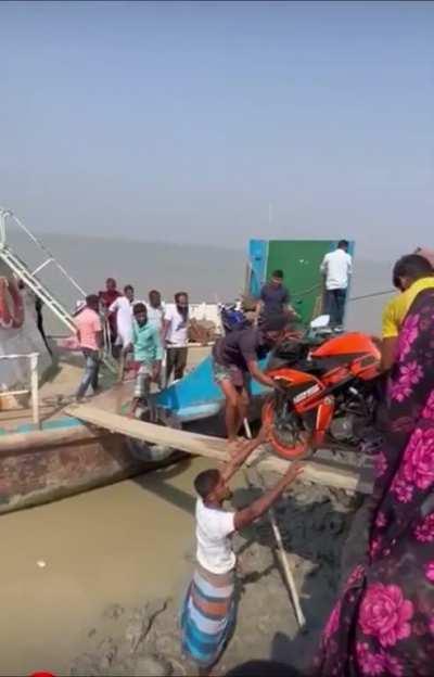 to load a bike on a boat
