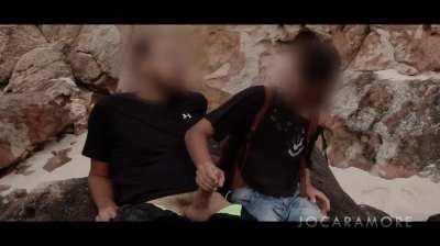 My petite wife makes me cum so hard on the public beach! [gif]