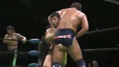 KENTA stiffs a young Ryusuke Taguchi one too many times, so Yuji Nagata comes in to teach him a lesson
